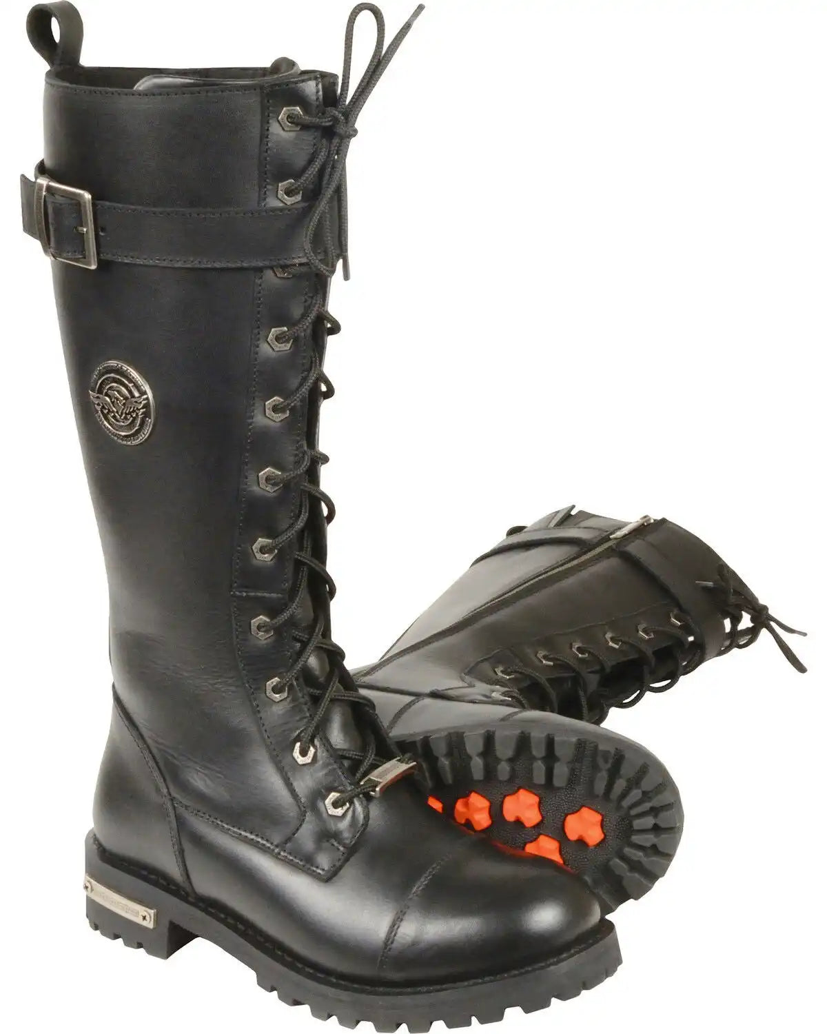Milwaukee Leather Women's 14" Lace To Toe High Rise Leather Boots - Round Toe