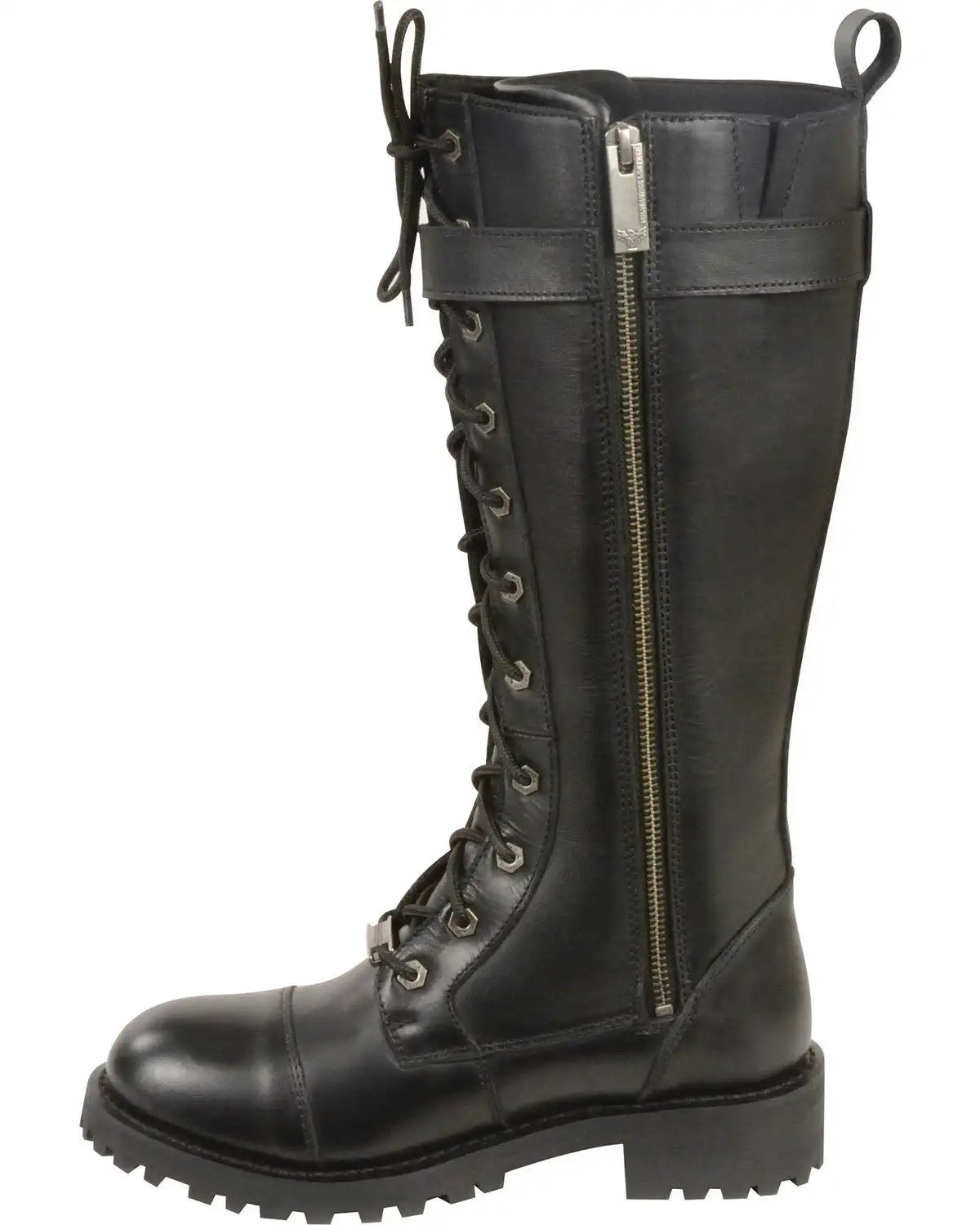 Milwaukee Leather Women's 14" Lace To Toe High Rise Leather Boots - Round Toe