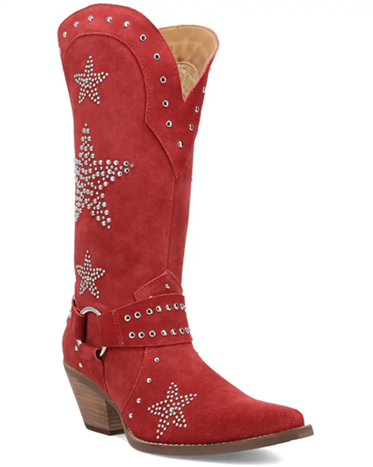 Dingo Women's Lucky Stars Embellished Suede Tall Western Boots - Round Toe