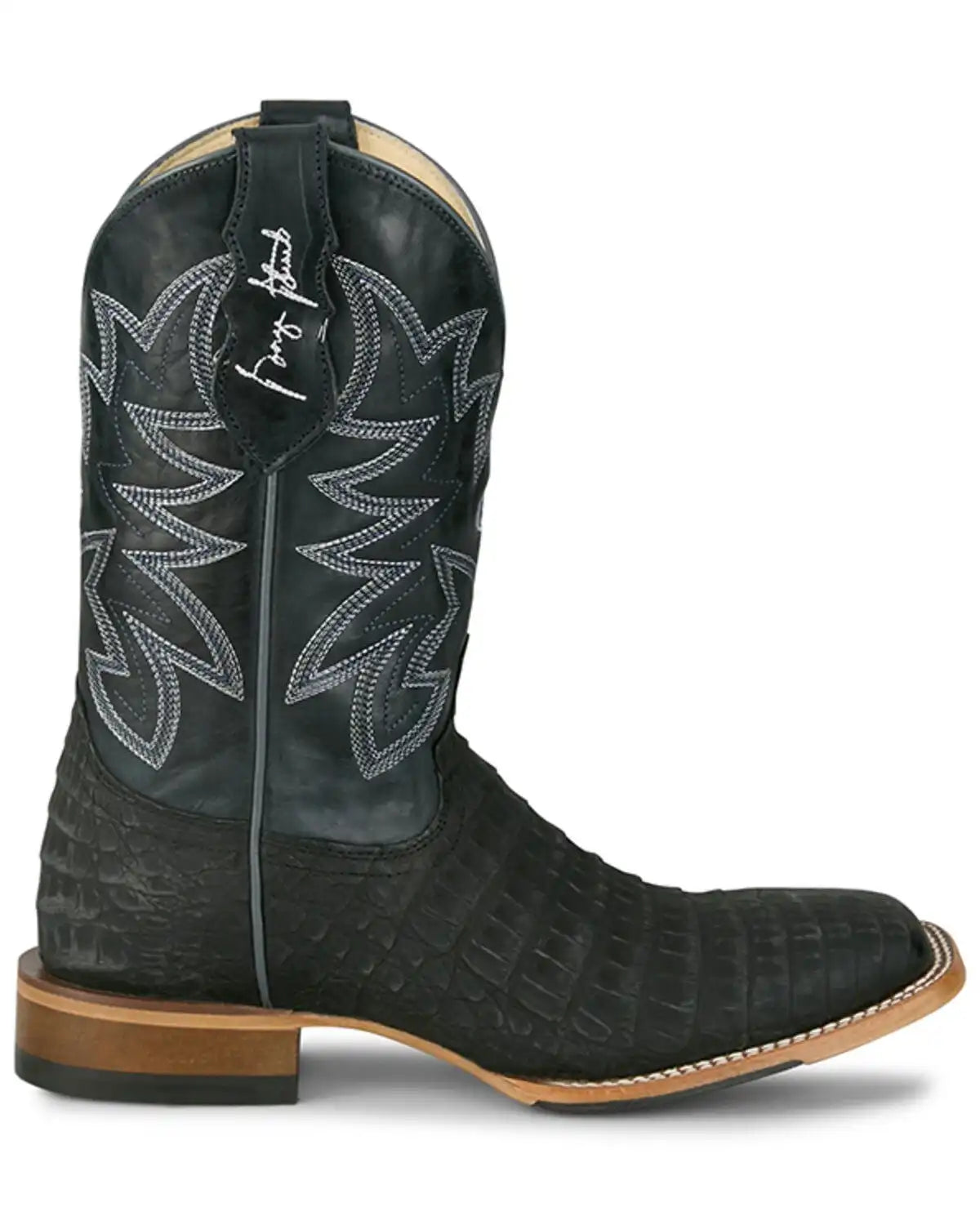 Justin Men's San Antone Exotic Caiman Western Boots - Broad Square Toe