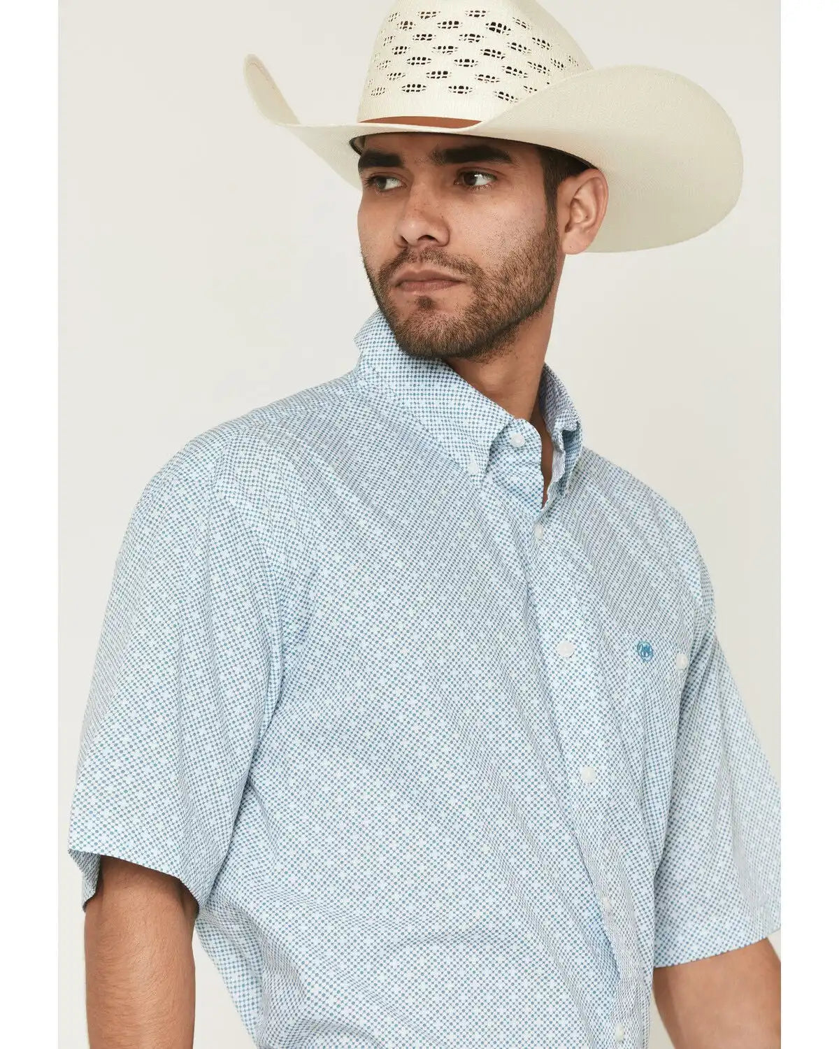 Wrangler Men's Classics Geo Print Short Sleeve Button-Down Western Shirt