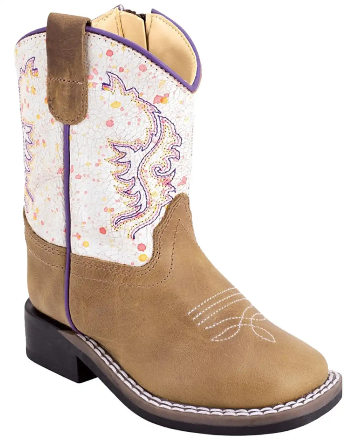 Old West Toddler Girls' Western Boots - Broad Square Toe