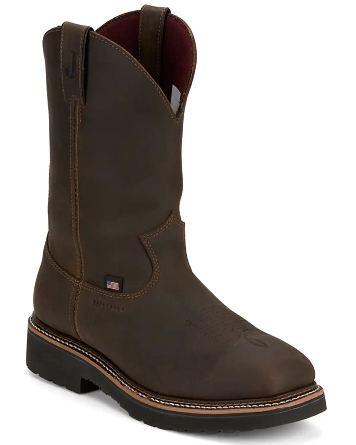 Justin Men's 11" Billings USA Waterproof Pull-On Work Boots - Steel Toe