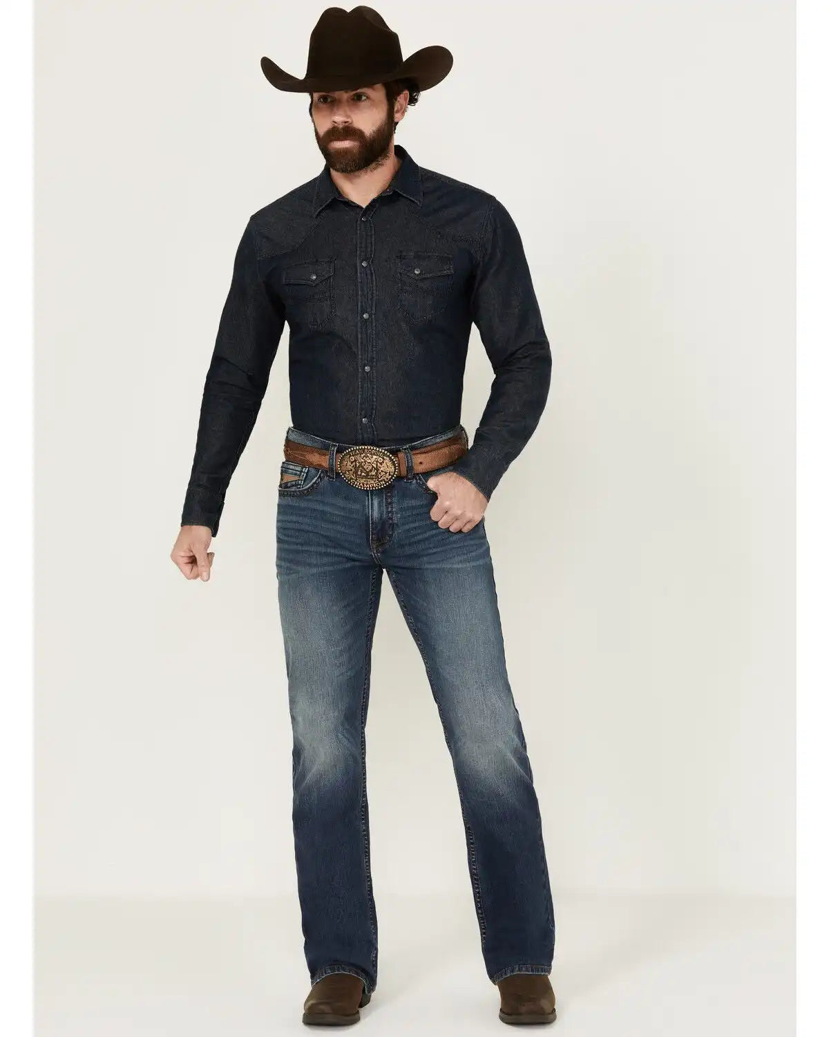 RANK 45® Men's Yuma Wash Trigger Slim Bootcut Performance Stretch Denim Jeans