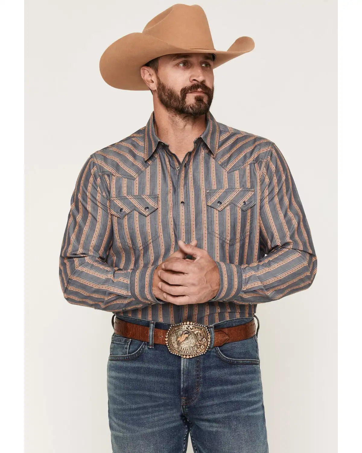 Cody James Men's Trigger Striped Print Long Sleeve Snap Western Shirt