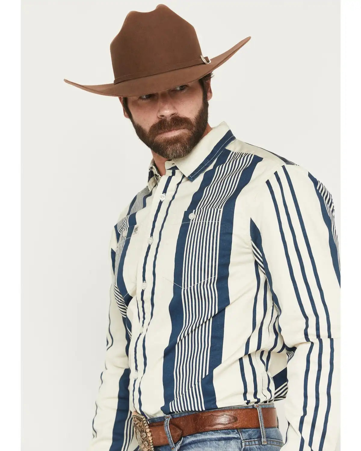Kimes Ranch Men's Reddy Stripe Print Long Sleeve Button-Down Western Shirt
