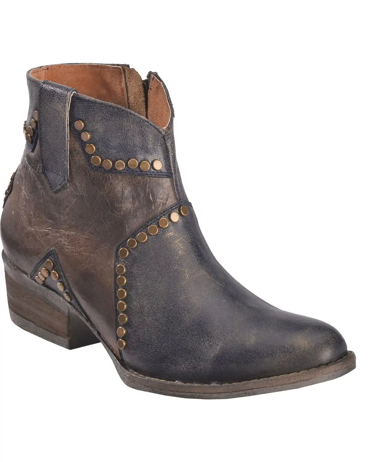 Circle G Women's Studded Star Inlay Booties - Round Toe