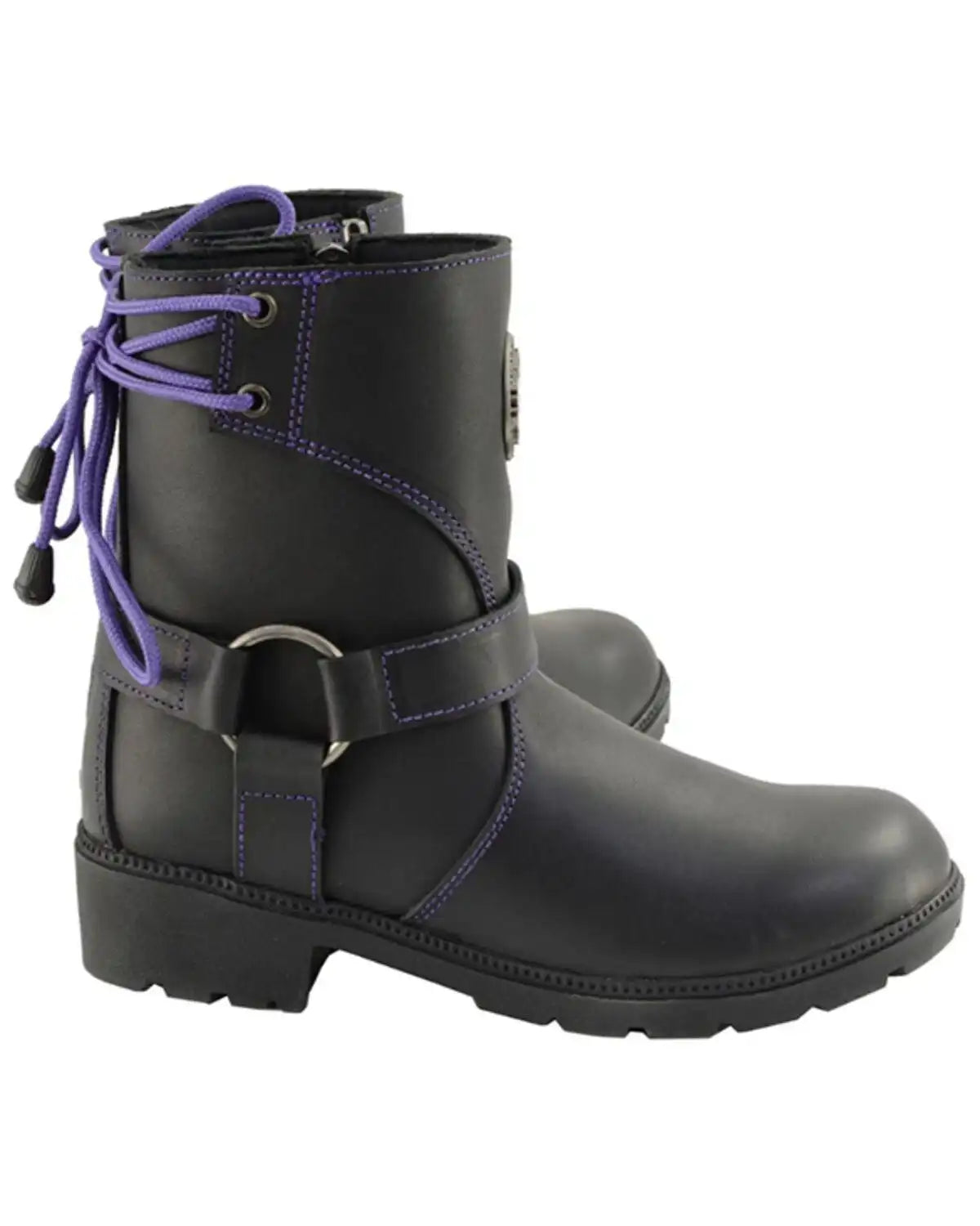 Milwaukee Leather Women's Harness Zip-Up Motorcycle Boots - Round Toe