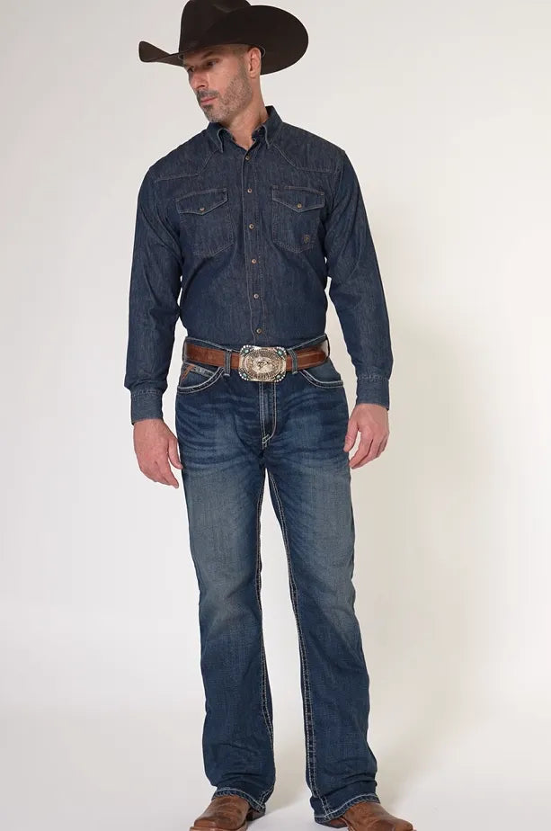 Ariat Men's Boot Barn Exclusive M4 Adkins Dark Wash Relaxed Fit Stretch Bootcut Jeans