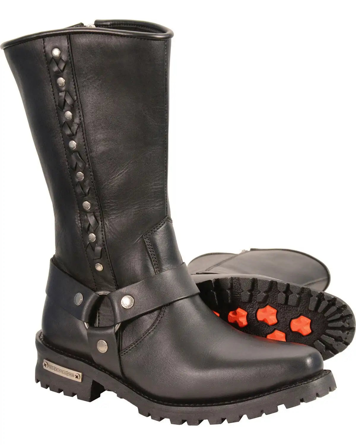 Milwaukee Leather Men's Braid & Rivet Harness Boots - Square Toe