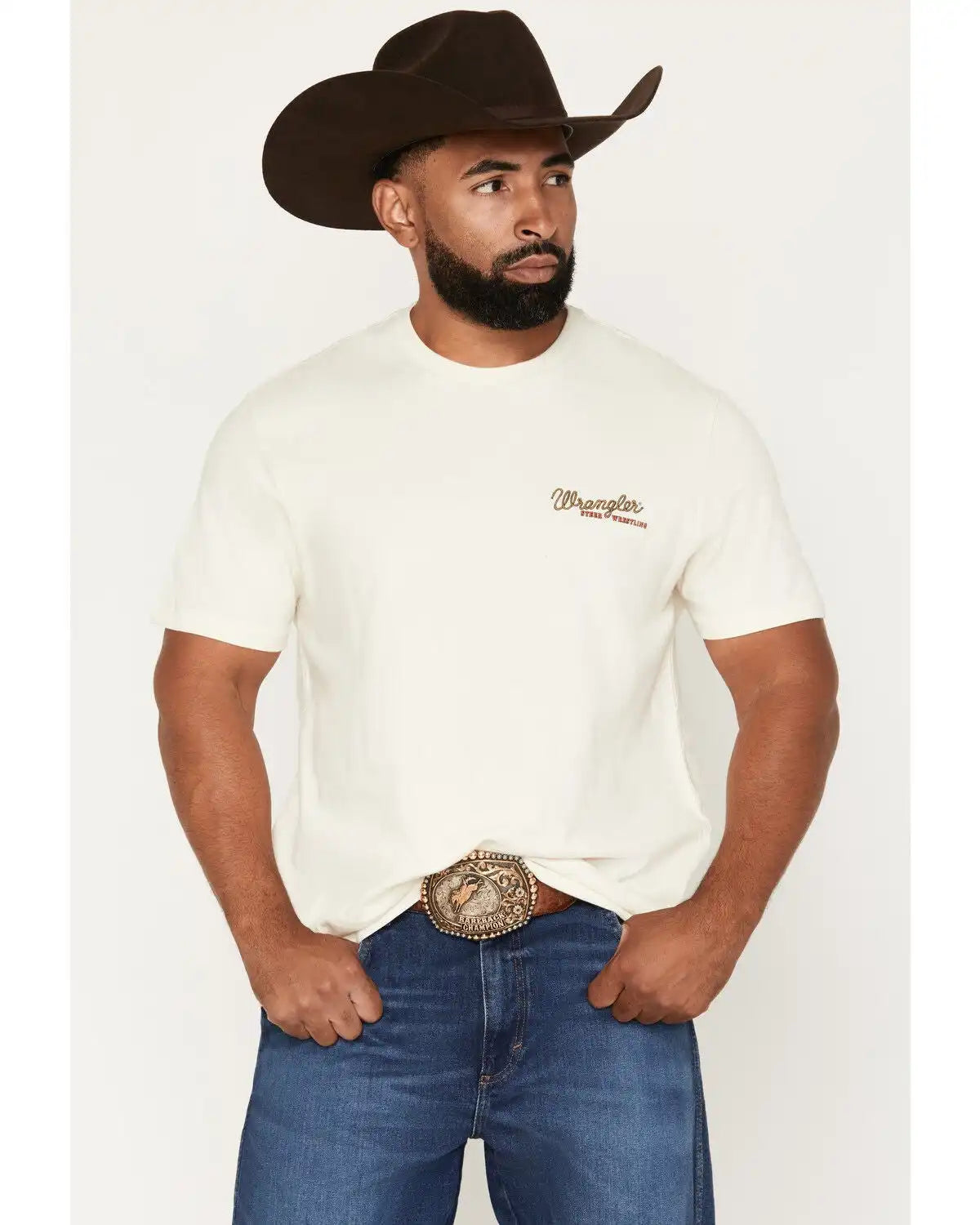 Wrangler Men's Steer Wrestling Short Sleeve Graphic T-Shirt