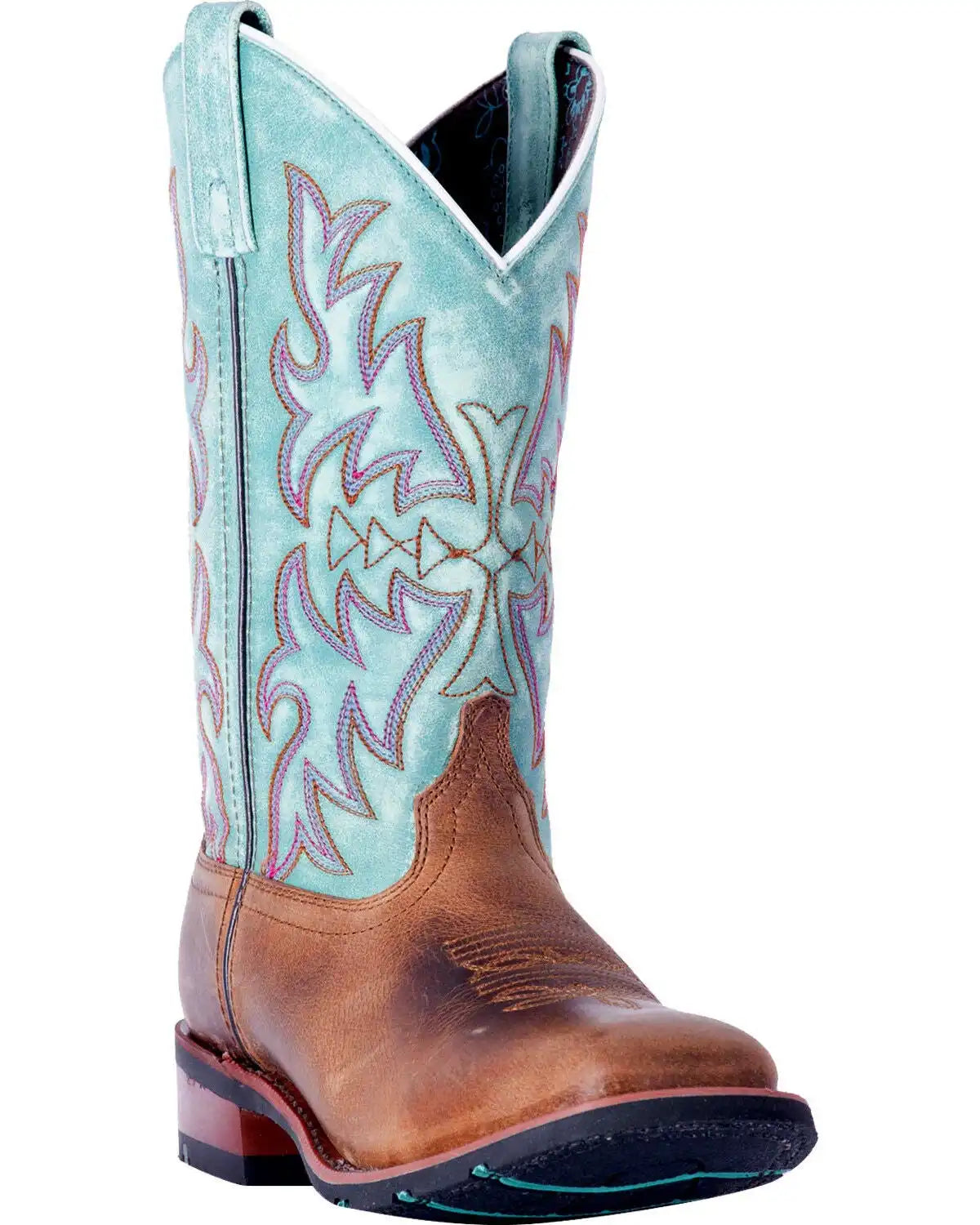 Laredo Women's Anita Brown/Blue Western Performance Boots - Broad Square Toe