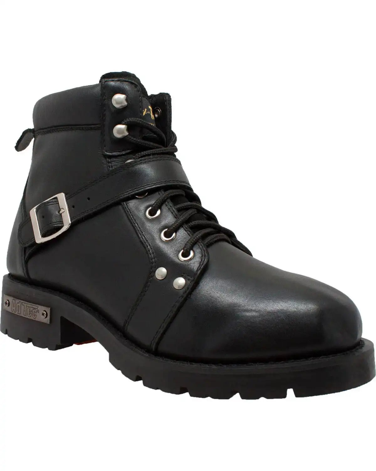 Ad Tec Men's 6" Lace Zipper Biker Boots - Round Toe