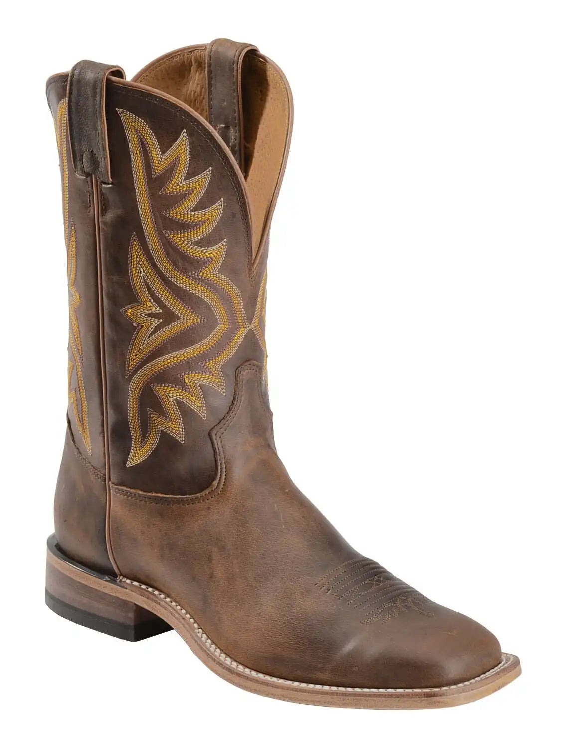 Tony Lama Men's Worn Goat Leather Americana Western Boots - Broad Square Toe