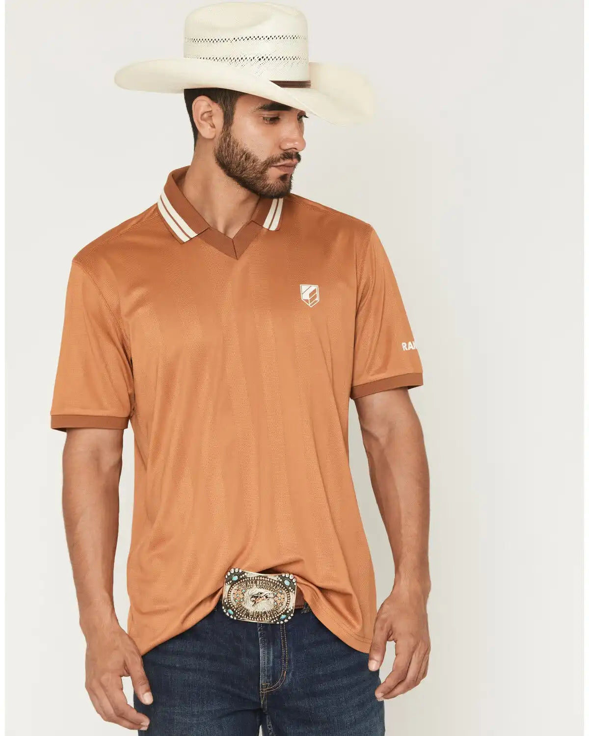 RANK 45® Men's Hoss Jersey Short Sleeve V-Neck Stretch Polo Shirt