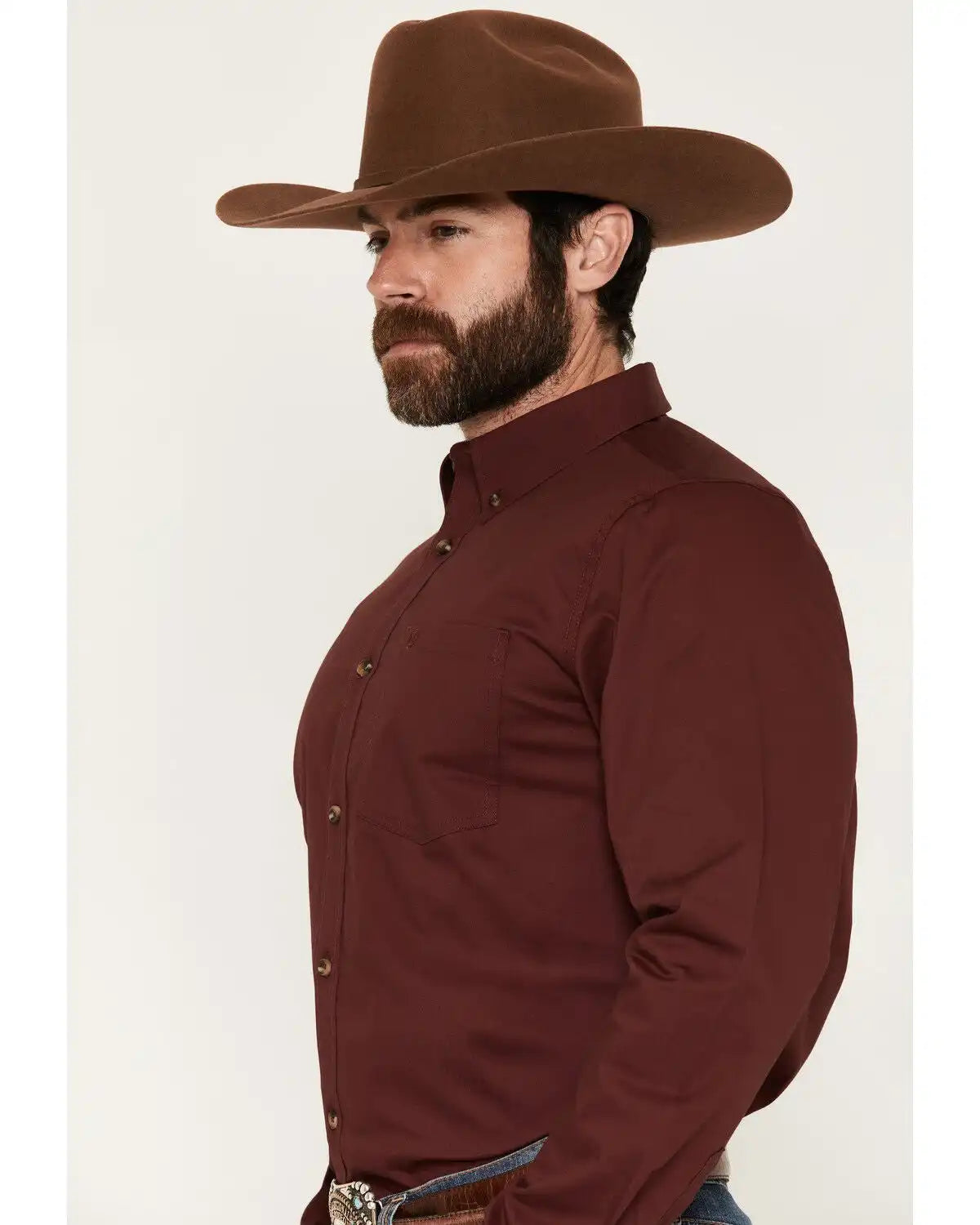 Cody James Men's Basic Solid Long Sleeve Button-Down Stretch Western Shirt