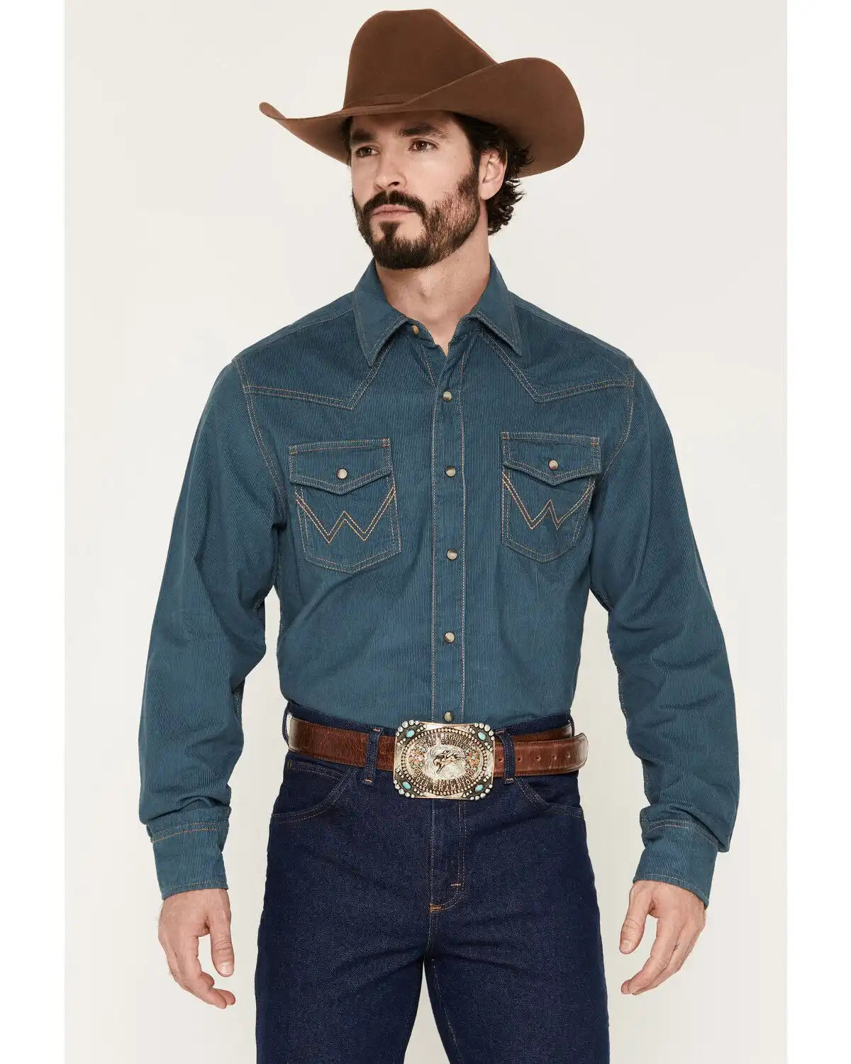 Wrangler Retro Men's Corduroy Solid Long Sleeve Snap Western Shirt