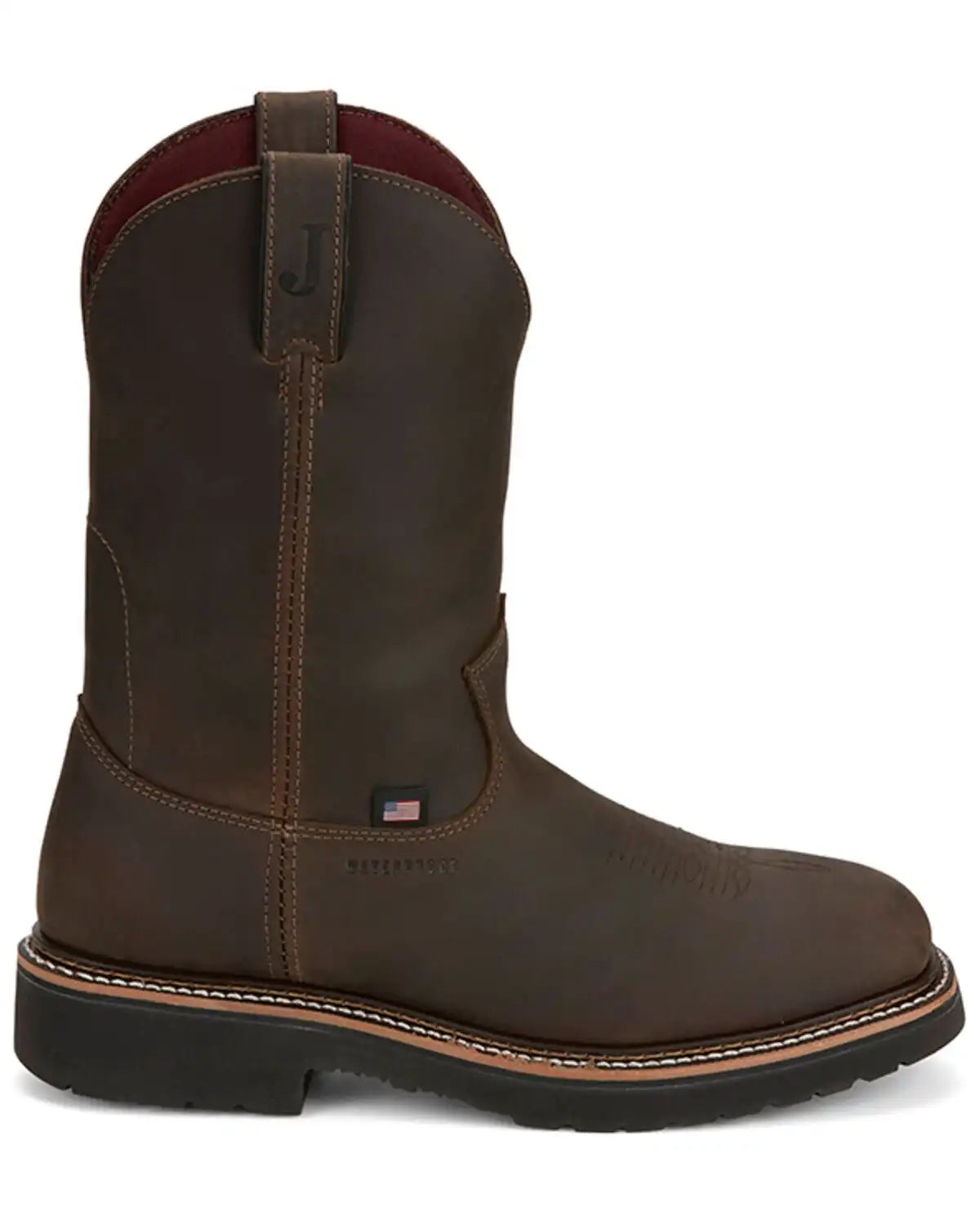 Justin Men's 11" Billings USA Waterproof Pull-On Work Boots - Steel Toe