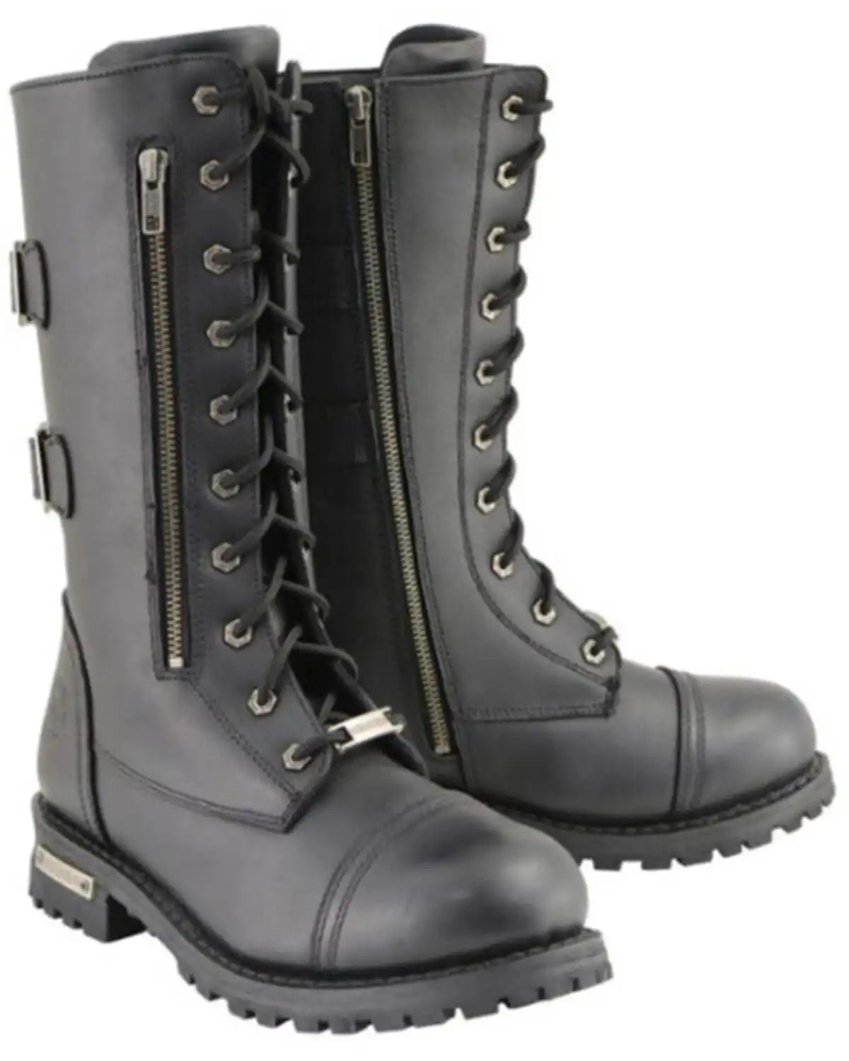 Milwaukee Leather Men's Lace-Up Tactical Motorcycle Boots Round Toe - Extended Sizes