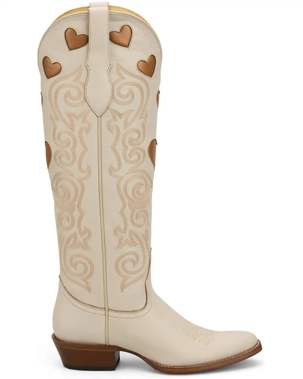 Justin Women's Heart Inlay Tall Western Boots - Snip Toe
