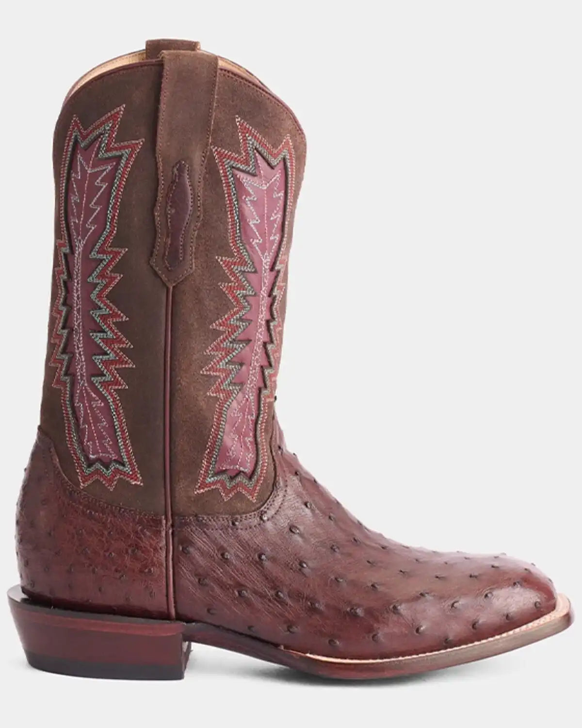 Lucchese Men's Roscoe Exotic Full Quill Ostrich Suede Western Boots - Broad Square Toe