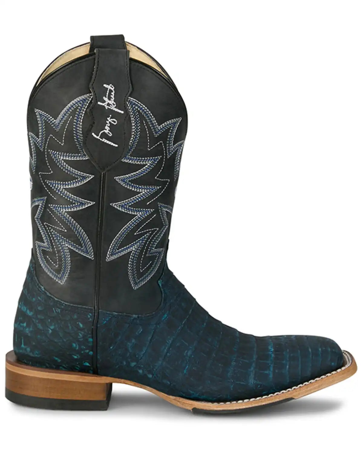 Justin Men's San Antone Exotic Caiman Western Boots - Broad Square Toe
