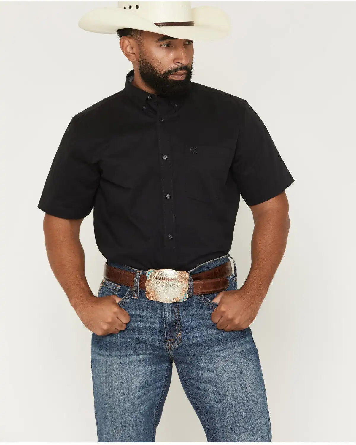 Cody James Men's Basic Solid Short Sleeve Button-Down Stretch Western Shirt - Tall