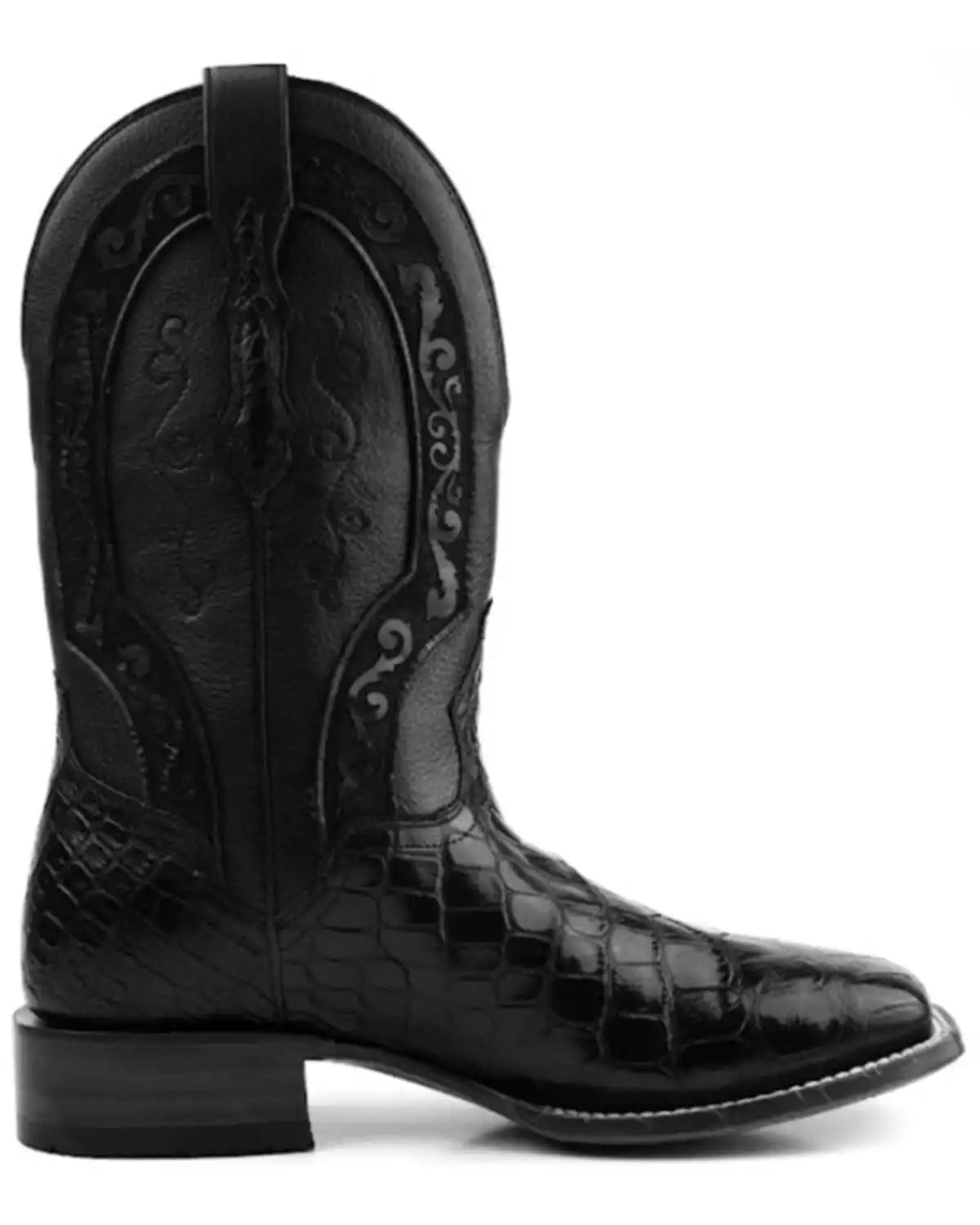 El Dorado Men's Exotic Scallop American Alligator Western Boot - Broad Square Toe