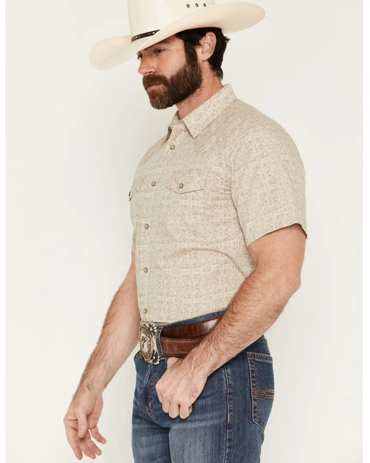 Gibson Trading Co Men's Timeless Medallion Print Short Sleeve Snap Western Shirt - Big
