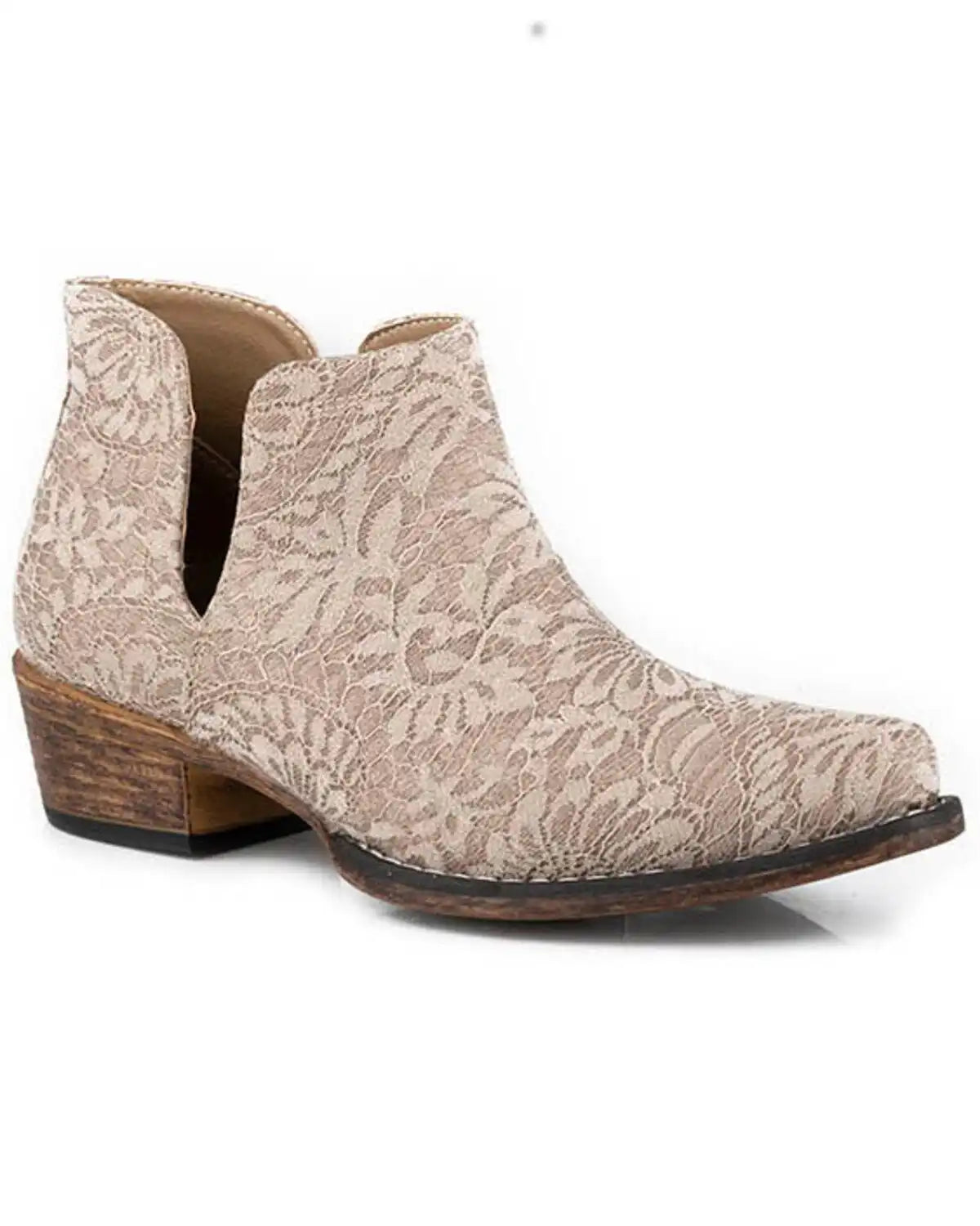 Roper Women's Ava Lace Western Booties - Snip Toe