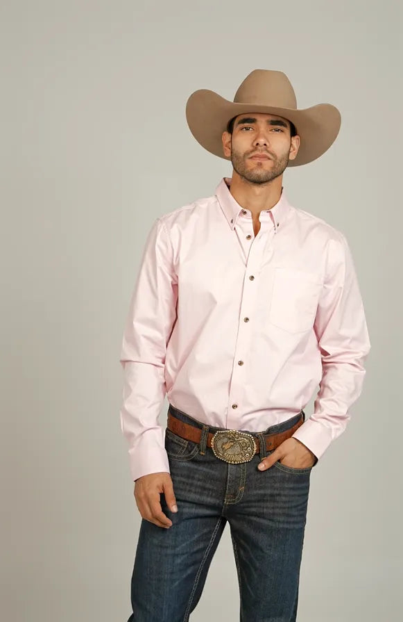 Cody James Men's Basic Solid Long Sleeve Button-Down Stretch Western Shirt