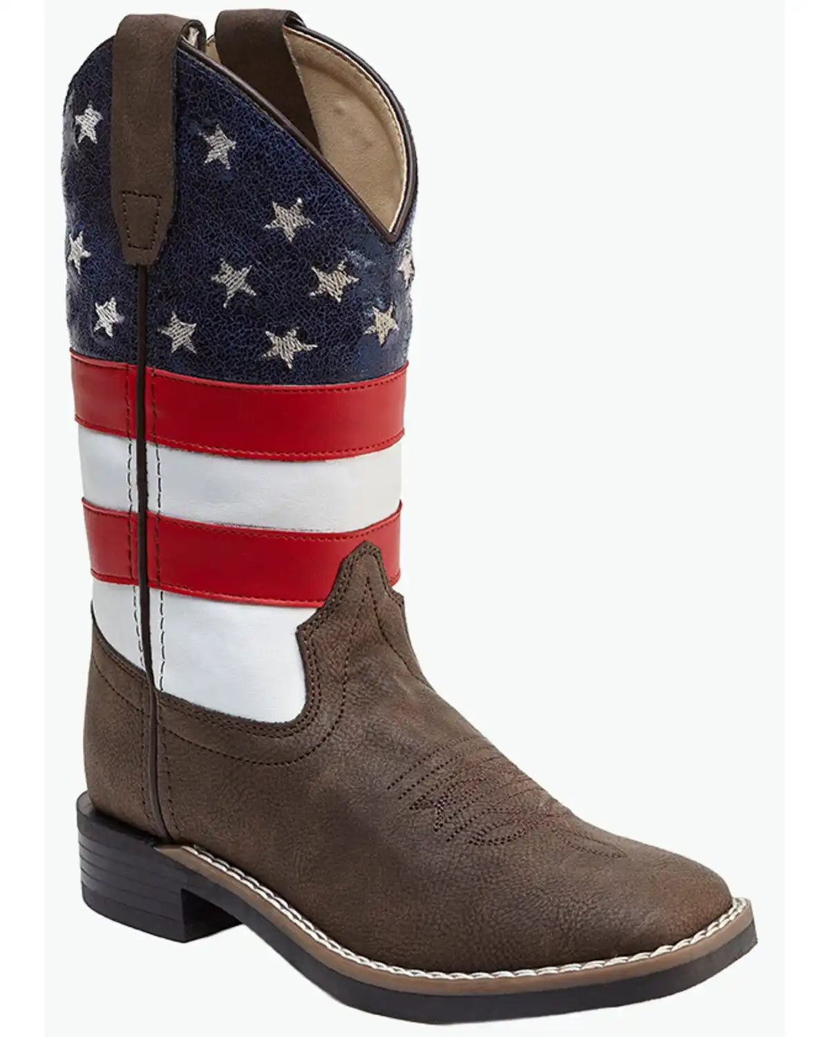 Old West Little Boys' Americana Western Boots - Broad Square Toe