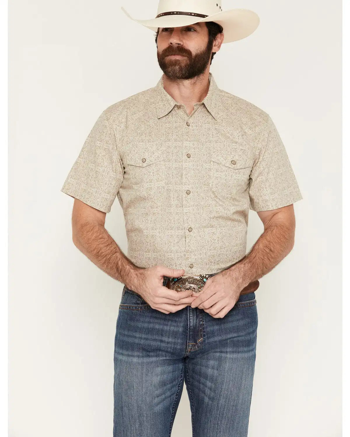 Gibson Trading Co Men's Timeless Medallion Print Short Sleeve Snap Western Shirt