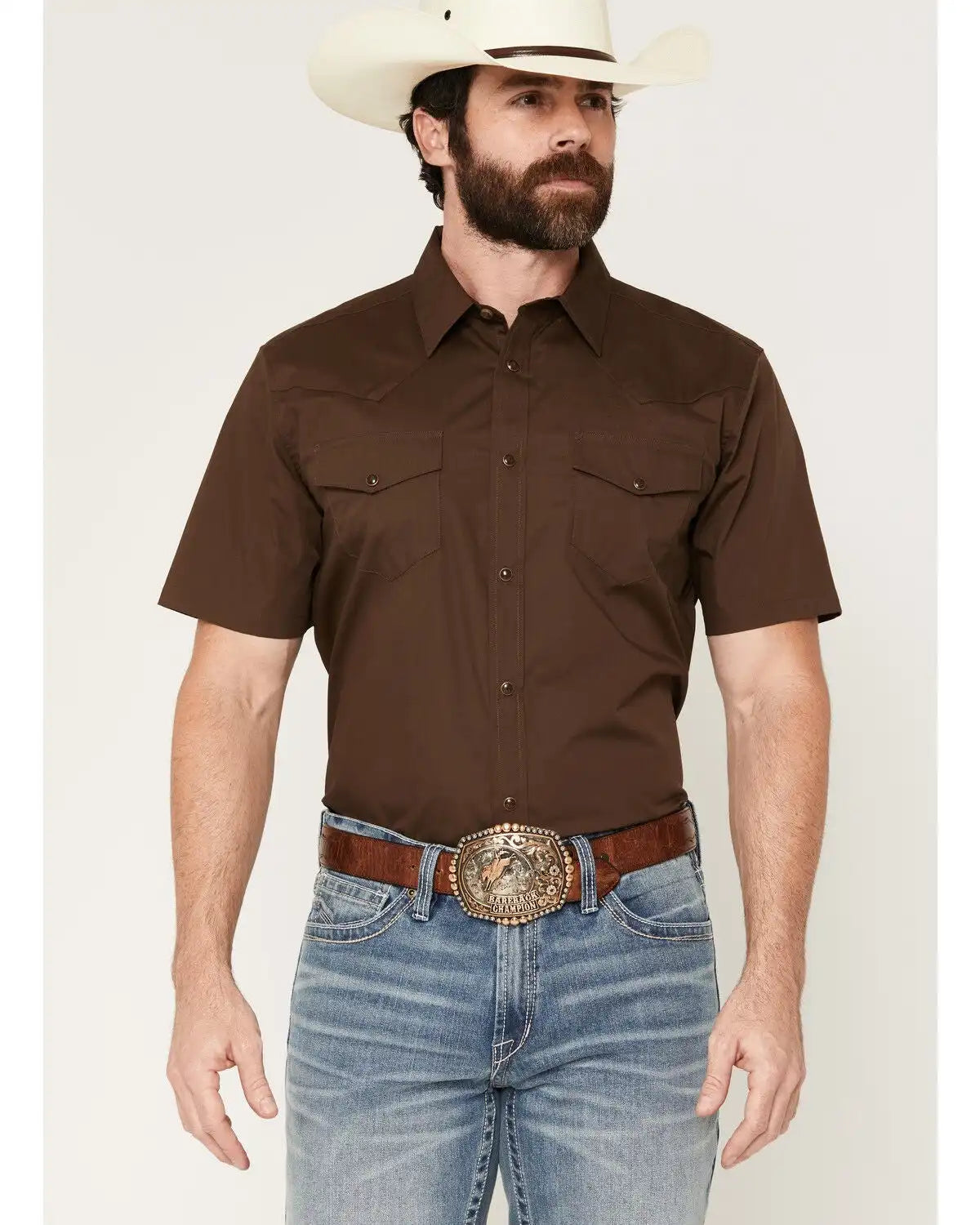 Gibson Trading Co Men's Solid Short Sleeve Snap Western Shirt