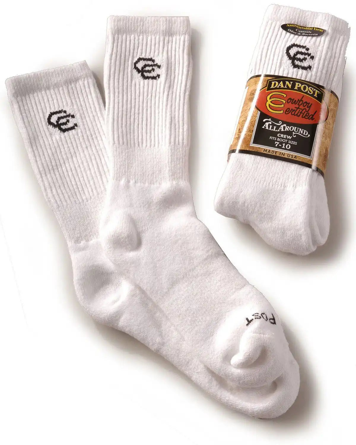 Dan Post Men's Cowboy Certified Crew Socks (2-Pack) - Sizes 7-10