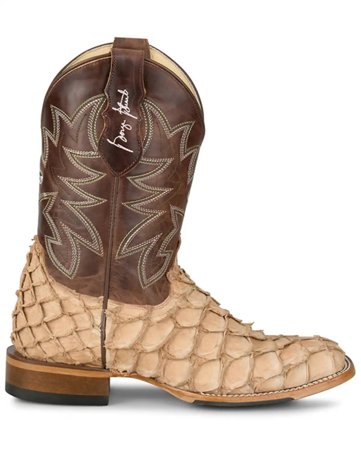 Justin Men's Ocean View Exotic Pirarucu Western Boots - Broad Square Toe