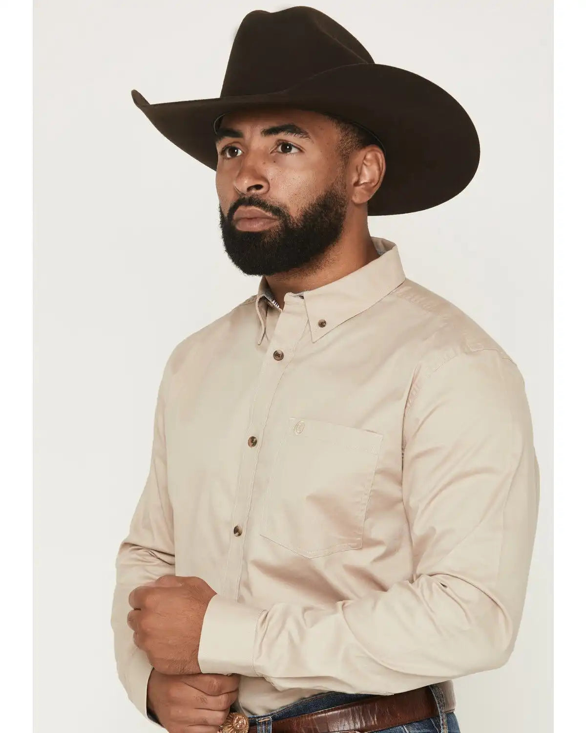 Cody James Men's Basic Solid Long Sleeve Button-Down Stretch Western Shirt - Tall