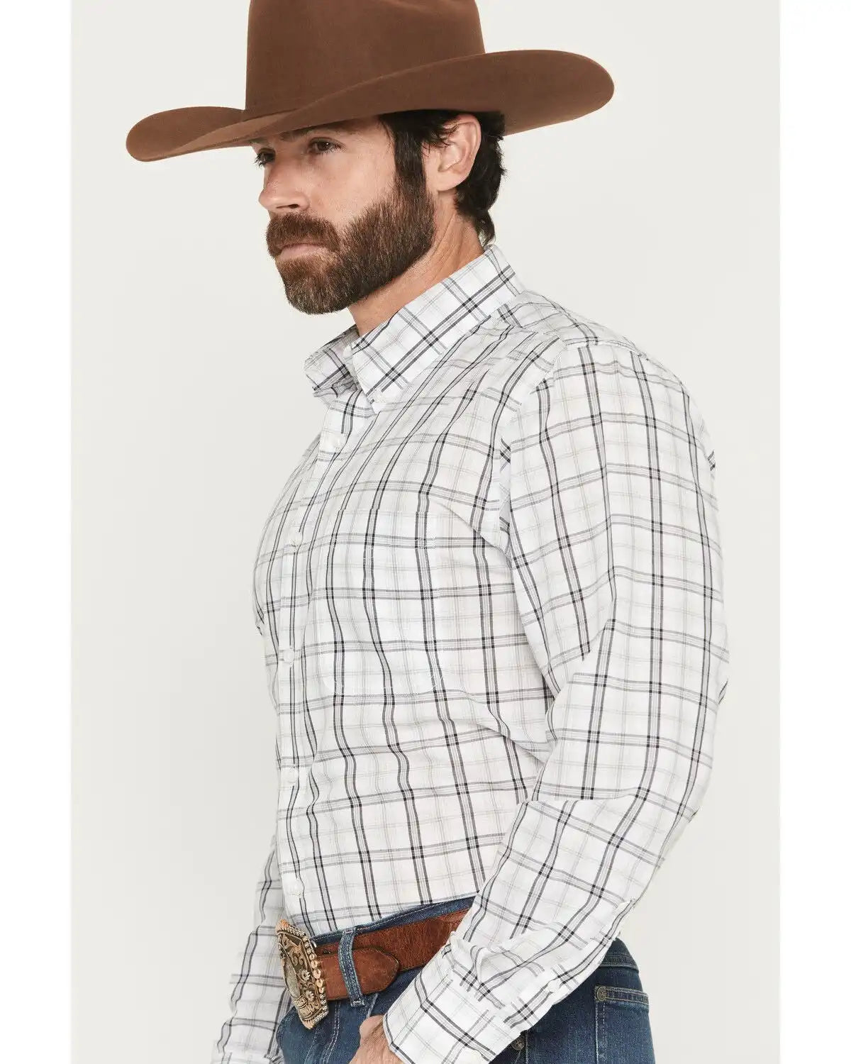 Wrangler Riata Men's Plaid Print Long Sleeve Button-Down Western Shirt