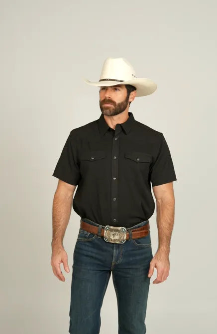 RANK 45® Men's Ridge Solid Short Sleeve Pearl Snap Western Performance Shirt