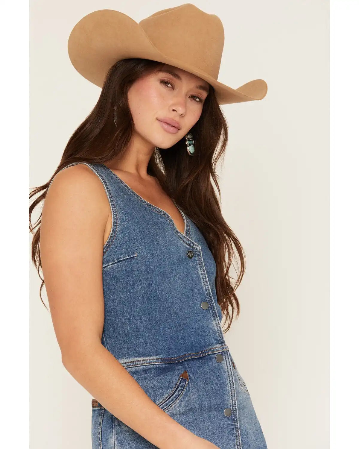 Rock & Roll Denim Women's Sleeveless Denim Vest Romper