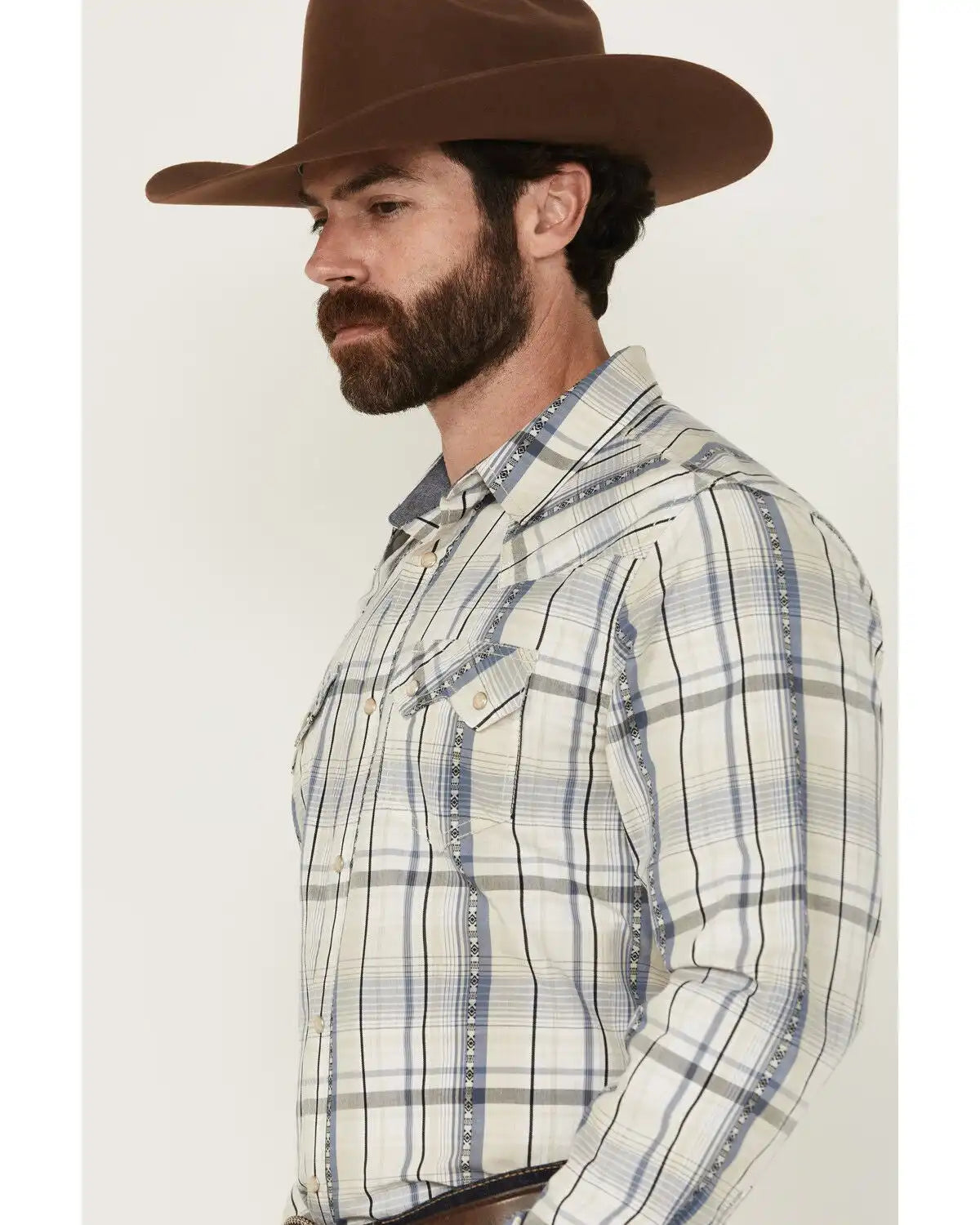 Cody James Men's Western Wind Plaid Print Long Sleeve Snap Western Shirt - Tall
