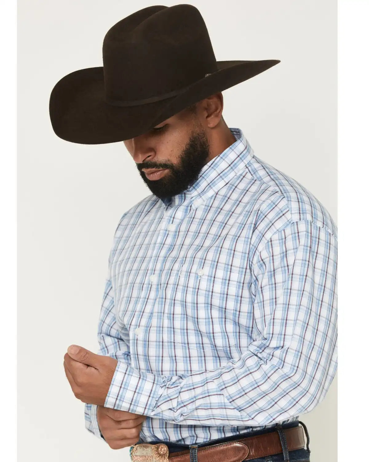Wrangler Men's Plaid Print Long Sleeve Button-Down Western Shirt - Tall