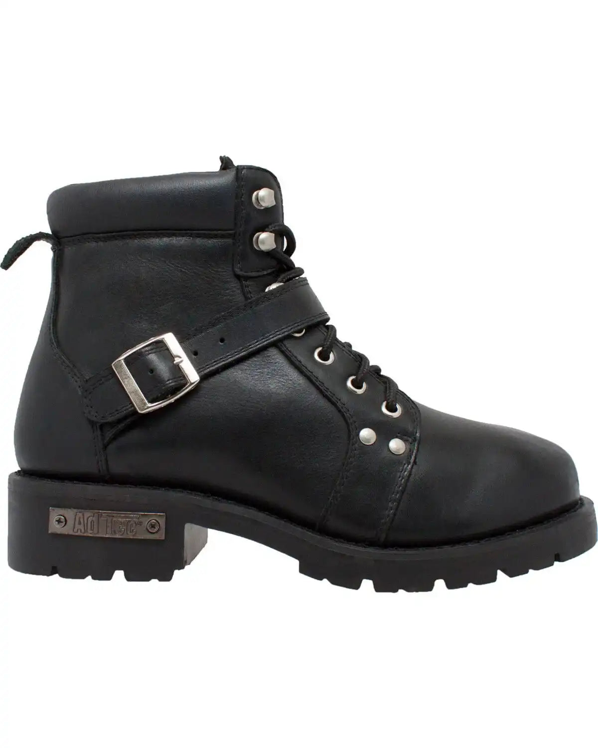 Ad Tec Men's 6" Lace Zipper Biker Boots - Round Toe