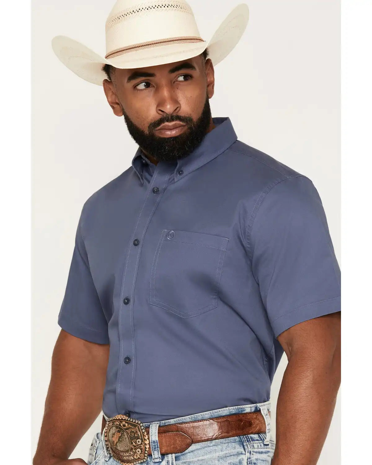 Cody James Men's Solid Twill Short Sleeve Button-Down Stretch Western Shirt