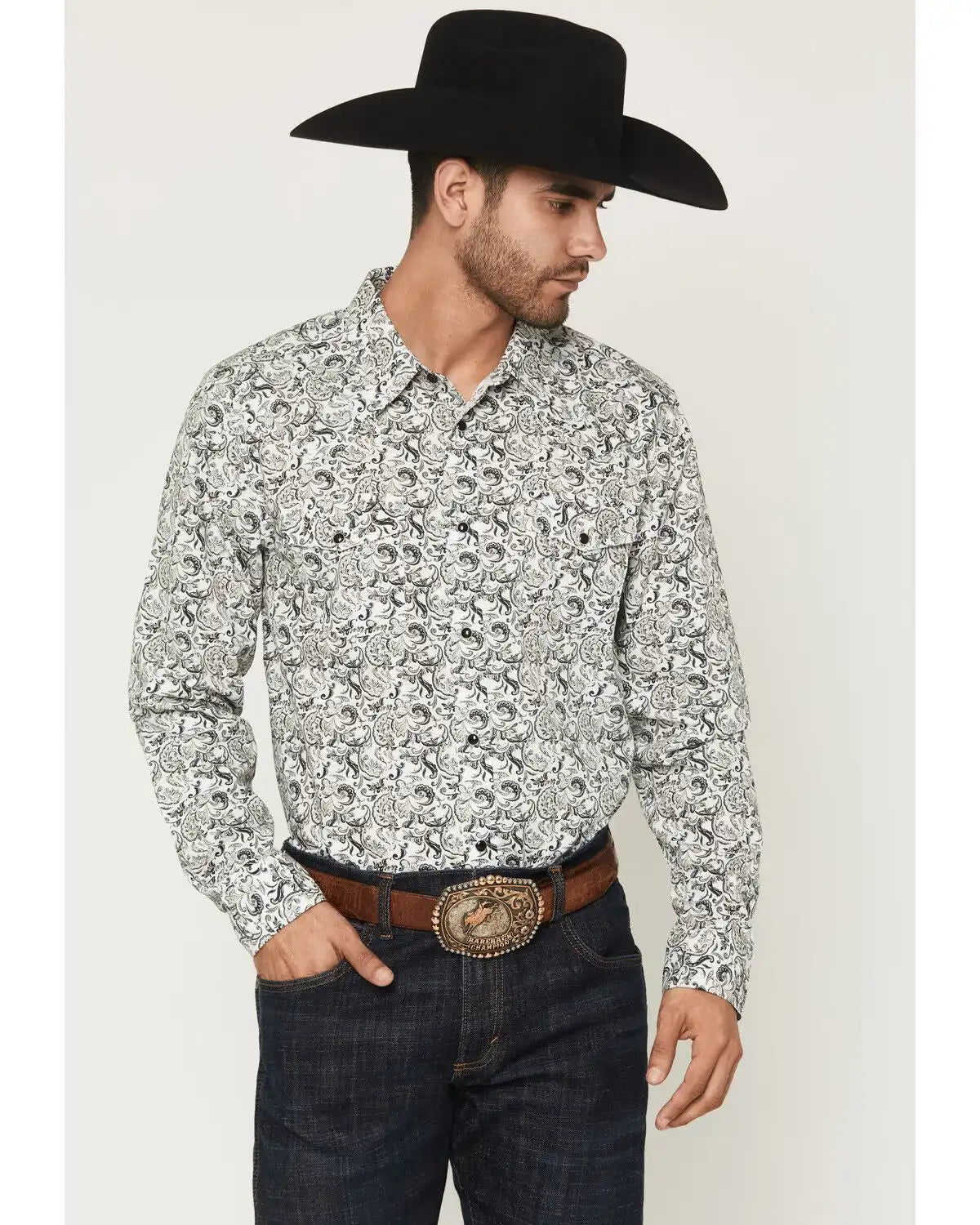 Gibson Trading Co Men's Bone Ridge Paisley Print Long Sleeve Snap Western Shirt - Big