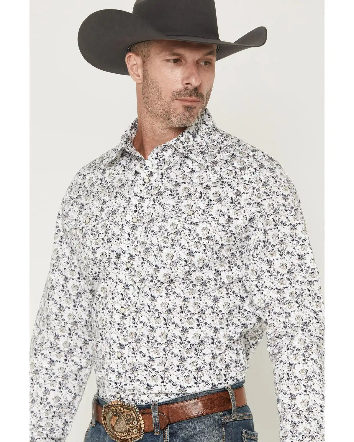Wrangler Retro Men's Premium Floral Print Long Sleeve Snap Western Shirt