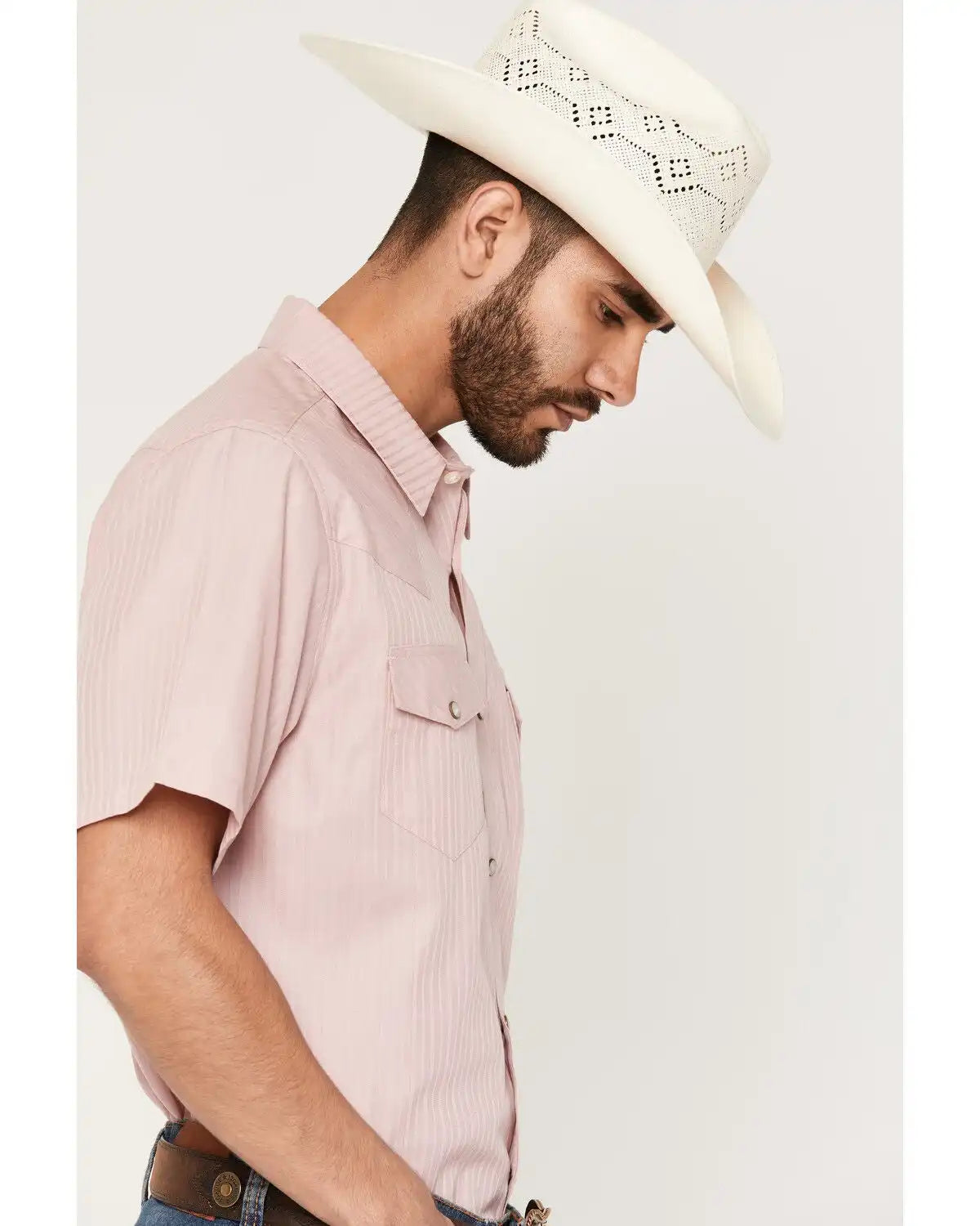 Gibson Trading Co Men's Basic Satin Striped Short Sleeve Snap Western Shirt