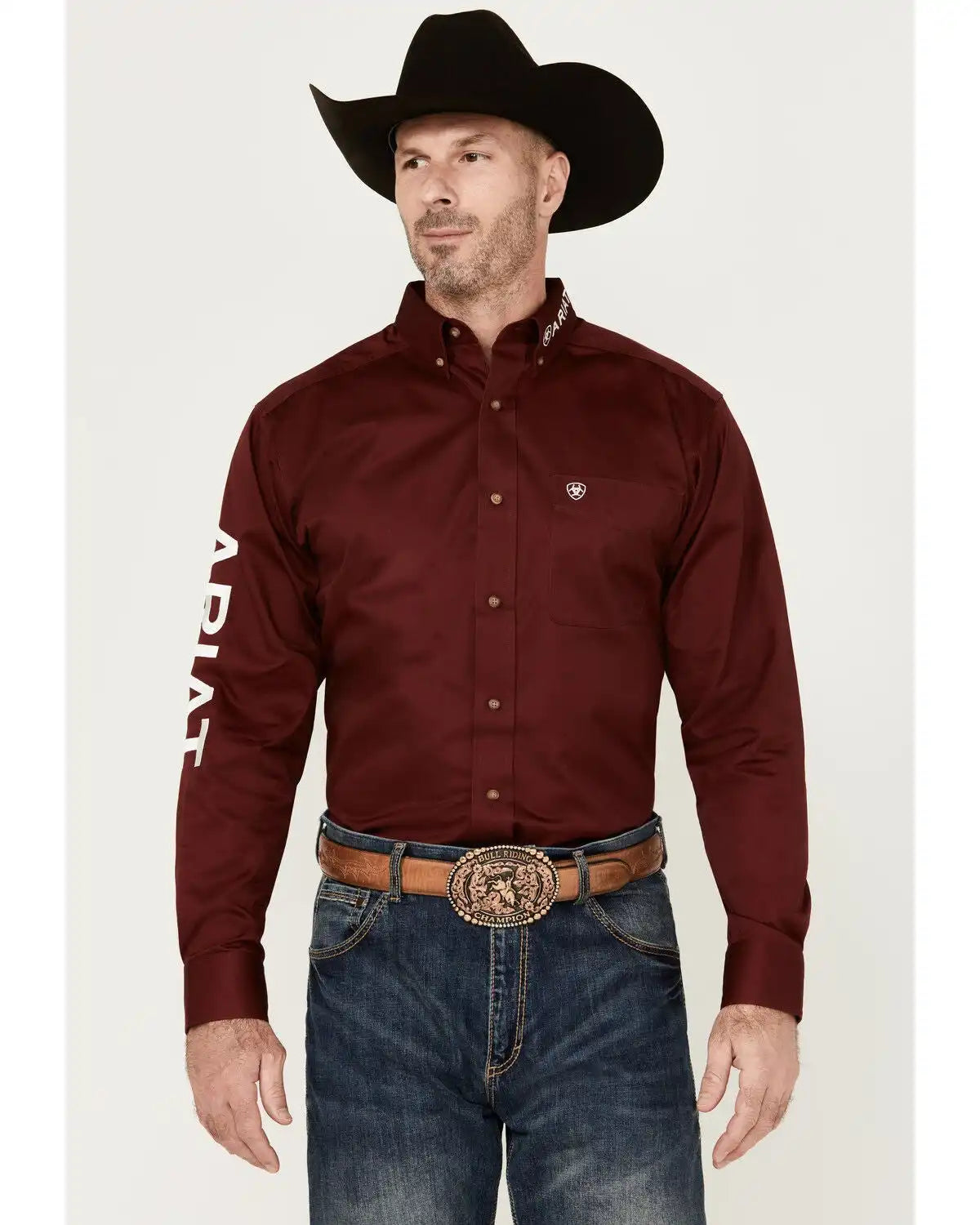 Ariat Men's Team Logo Twill Fitted Long Sleeve Button-Down Western Shirt