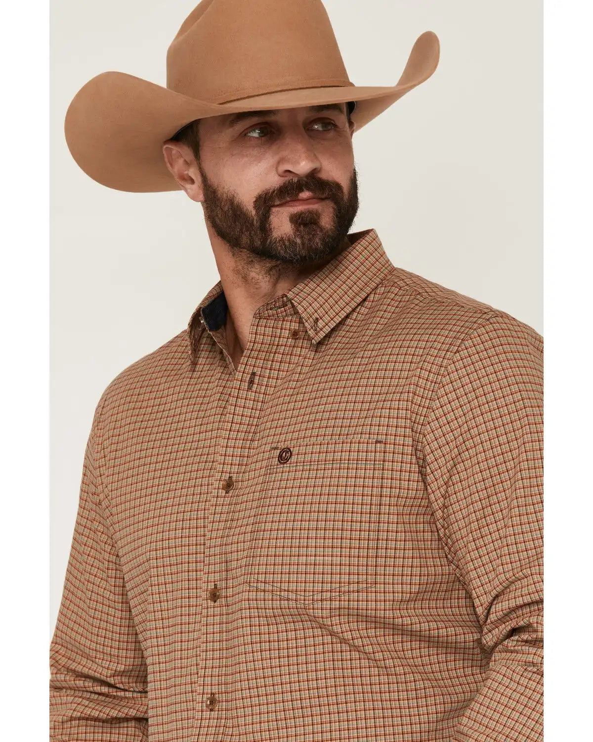 Cody James Men's Fold Nugget Plaid Print Long Sleeve Button-Down Stretch Western Shirt