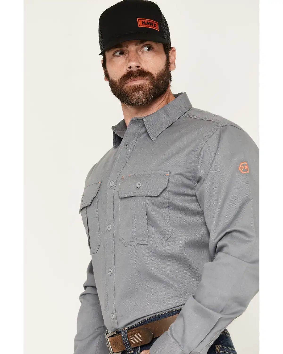 Hawx Men's FR Woven Long Sleeve Button-Down Work Shirt - Tall